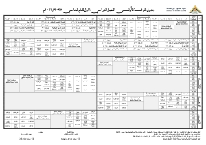 جدول الدراسي الفرقة الأولى للعام الجامعى ٢٠٢٦/٢٠٢٥م