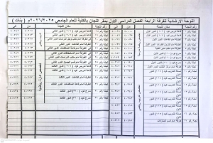 اللوحة الارشادية للفرقةالرابعة بنات للفصل الدراسي الاول للعام الجامعى 2026/2025م