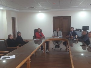 أول اجتماع  للسيد الأستاذ الدكتور تامر جمال عرفه القائم بعمل عميد كلية علوم الرياضة جامعة بنها مع وكلاء الكلية ورؤساء الاقسام  بالكلية